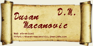 Dušan Macanović vizit kartica